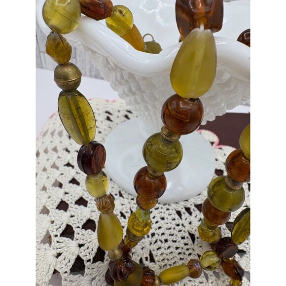 Gorgeous Vintage MCM Double Strand Art Glass Necklace - Picture 1 of 11